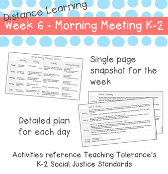 Preview of Week 6 - Distance Learning Morning Meeting Plans