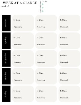 Preview of Week At A Glance: 3 Prep (Minimal)