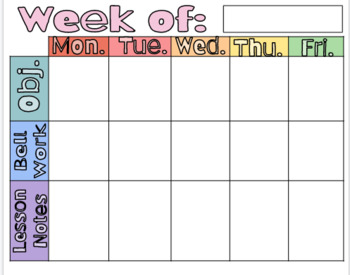 Week At A Glance Editable Template by Triplett's Teaching Tools | TPT
