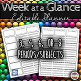 Week at a Glance Editable Lesson Planner (Word Document)