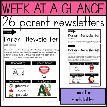 Preview of Week At A Glance- Letters