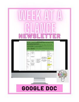 Preview of Week At-A-Glance Newsletter/Planner Page