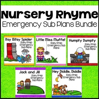 Preview of Kindergarten Sub Plans Week Long Sub Binder |  Nursery Rhmyes