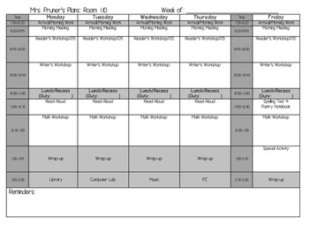 Week Plans Sheet by Simply First | TPT