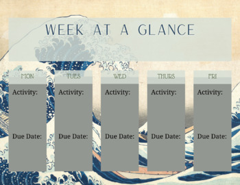 Preview of Week at a Glance Activity Chart for Educators