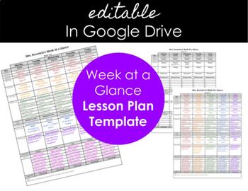 Preview of Week at a Glance Lesson Plan Template
