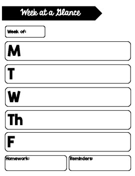 Preview of Week at a Glance Template