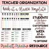 Week at a Glance Template | Back to School | Teacher Organ