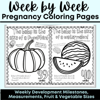 Preview of Week by Week Pregnancy Coloring Book with Fetal Development Milestones