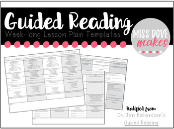 Preview of Week-long Guided Reading Lesson Plan Templates (Jan Richardson's GR Templates)