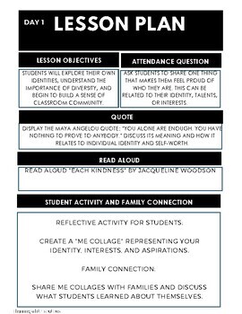 Preview of Community Culture Lesson Plans- Week 1