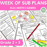 Week of Sub Plans | Print and Go | Grade 2 and 3