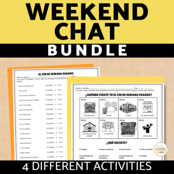 Preview of Weekend Chat Worksheet Slides Spanish Start of Class Daily Routine Activity SET