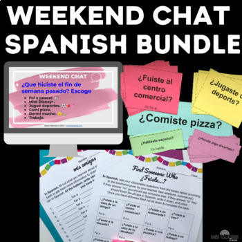 Preview of Weekend Chat BUNDLE - Spanish Class Routine Slides & Printable Weekend Talk