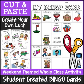 Preview of Weekend Chat Bingo Game | Cut and Paste Activities Bingo Template