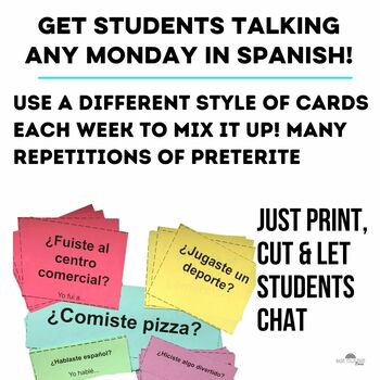 Weekend Chat Spanish Question Task Cards Weekend Talk for 1st day after  break