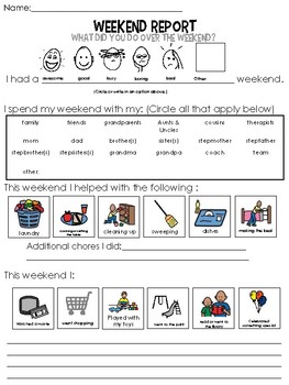 Preview of Weekend Communication Sheet PDF