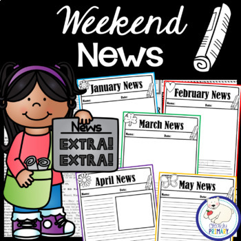 Preview of Weekend News Writing Journal Personal Narrative Kindergarten, First Second Grade