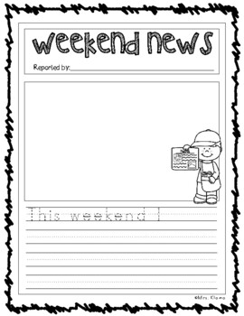 Weekend News Writing Fun! by Kindergarten Catch | TpT