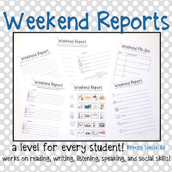 Preview of Weekend Report Journals Differentiated for Special Education Students