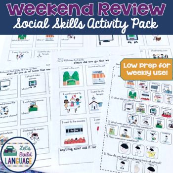 Preview of Weekend Review Social Skills Activity Pack for Special Education