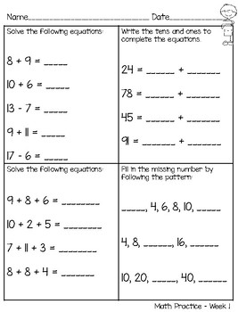 Weekly 2nd Grade Math Practice - Common Core Aligned | TpT