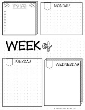 Printable Weekly Agenda Bullet Journal Style by Sunshine State Science