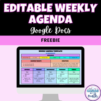 Preview of Weekly Agenda Planner - Google Docs Template for Google Classroom