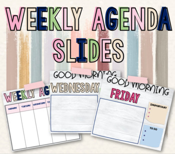 Preview of Weekly Agenda Slides- EDITABLE