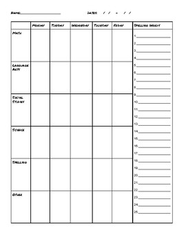 free printable assignment notebook pages