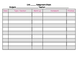 assignment tracker worksheet