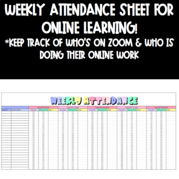 Preview of Weekly Attendance Sheet for Virtual Learning! *PRINTER FRIENDLY*