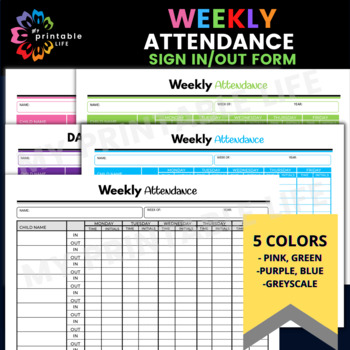 Preview of Weekly Attendance Sign-In / Sign-Out Sheet