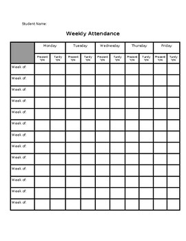 Weekly Attendance Tracker by Brandi Greene | TPT