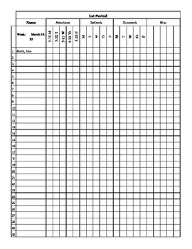 Preview of Weekly Attendance/Assignment Template