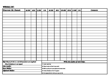 Weekly Behavior Chart by The Teacher's Teacher | TPT