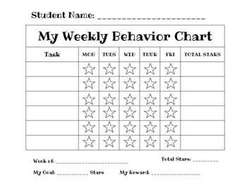 Weekly Behavior Chart by Amanda Montana | TPT