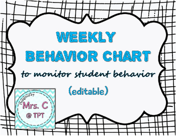 Weekly Behavior Chart by Rachel Castaneda | TPT