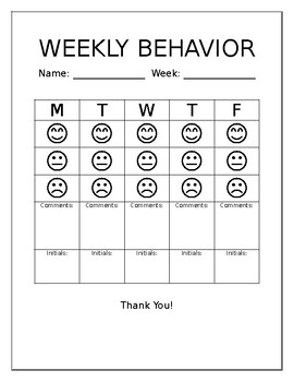 Weekly Behavior Chart by Lauren Lamb | TPT
