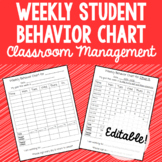Editable Weekly Student Behavior Chart - Elementary Classr