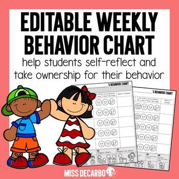 Preview of Weekly Behavior Chart - Editable - Back to School
