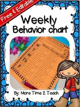 Preview of Weekly Behavior Chart {Editable & Free}