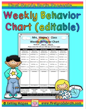 Preview of Weekly Behavior Chart (editable and FREE)