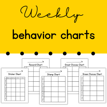 Weekly Behavior Charts Based on Scheduled Activities for Pre-K Students