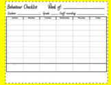 Weekly Behavior Checklist Tracking