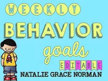 Preview of Weekly Behavior Goal Chart Editable