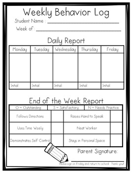 Preview of Weekly - Daily Behavior Log- Behavior Chart- Parent Communication Log