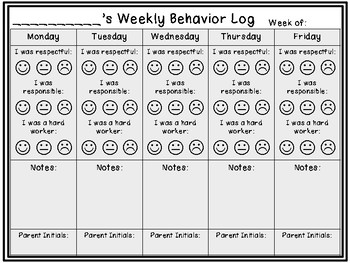 Weekly Behavior Log by EdVentures Await | TPT