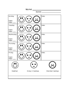 Weekly Behavior log / smile chart by Students and Sunshine | TPT
