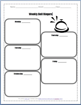 Weekly Bell Ringer Student Sheet by Kristin Lee Resources TPT